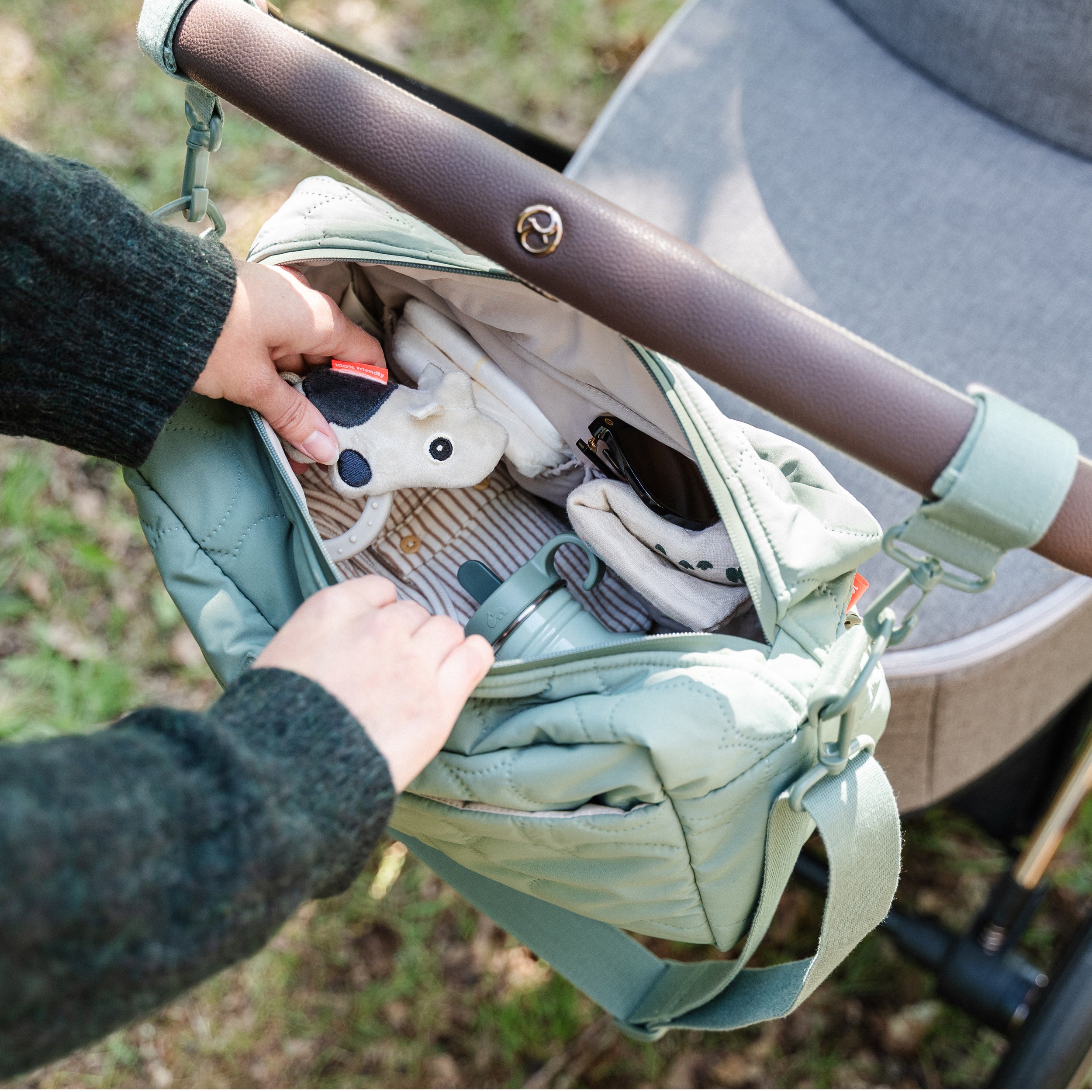 Quilted stroller bag - Green