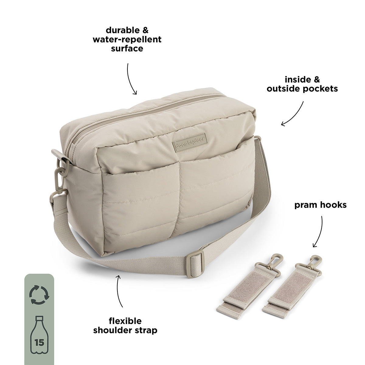 Quilted stroller bag - Sand