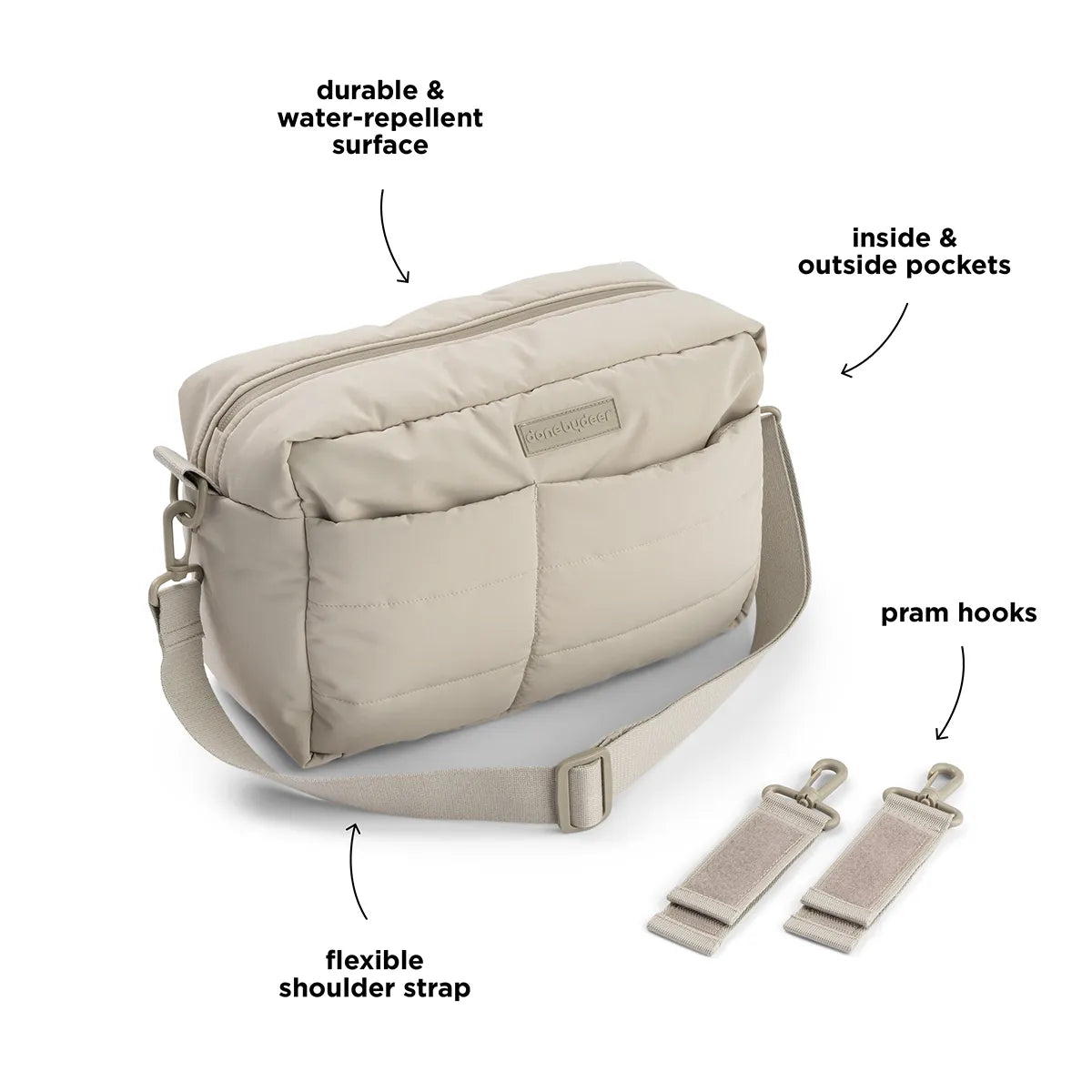 Quilted stroller bag - Sand