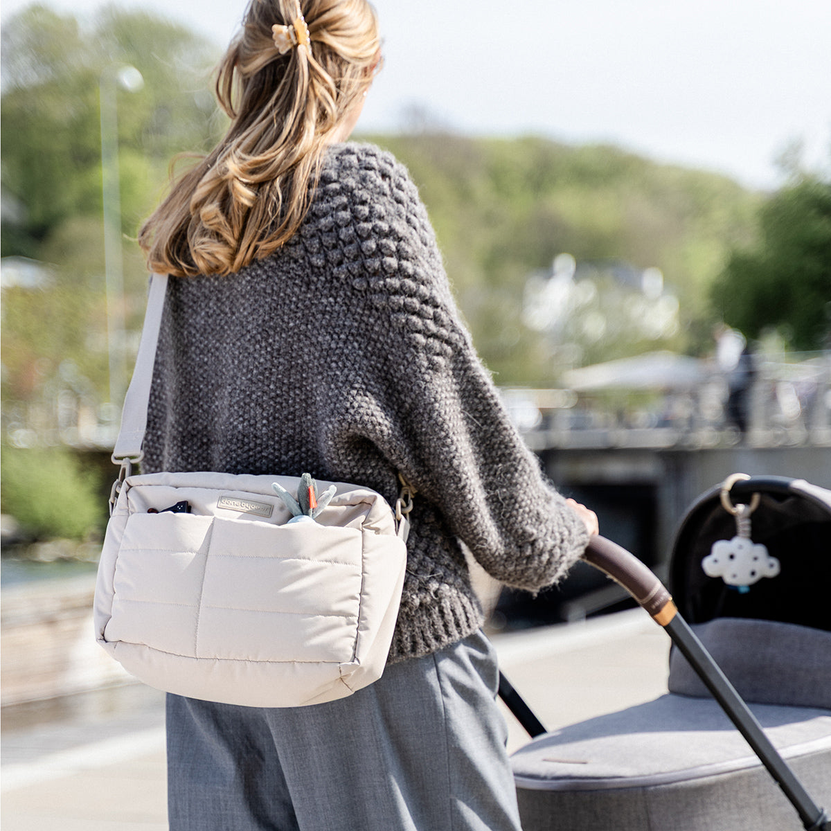 Quilted stroller bag - Sand