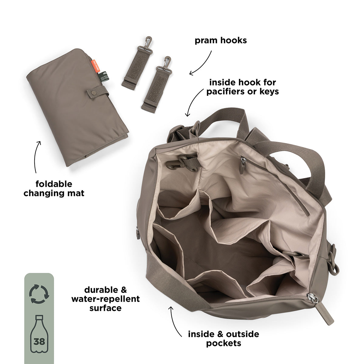Changing backpack - Taupe