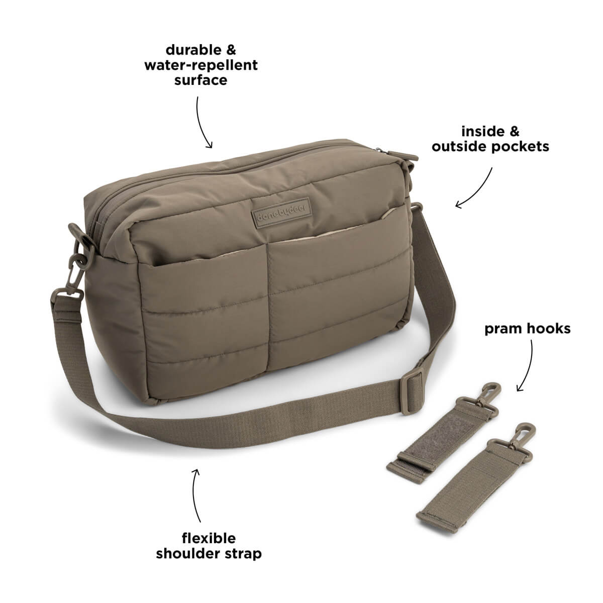 Quilted stroller bag - Taupe