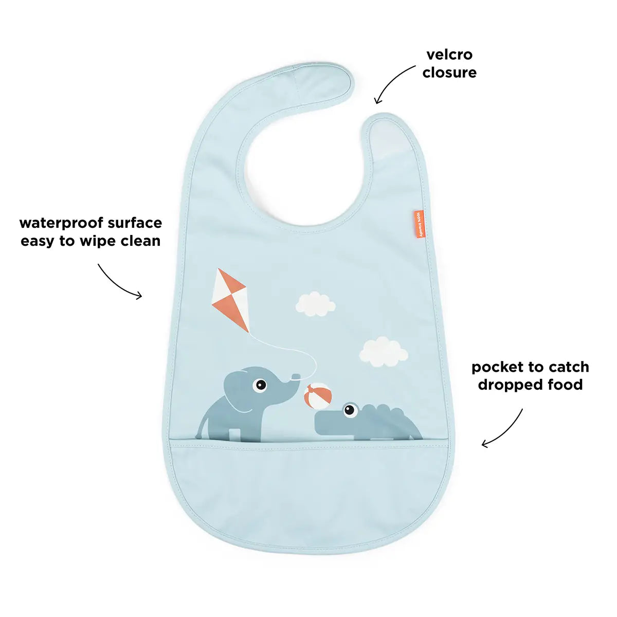 Bib w/velcro - Playground - Blue