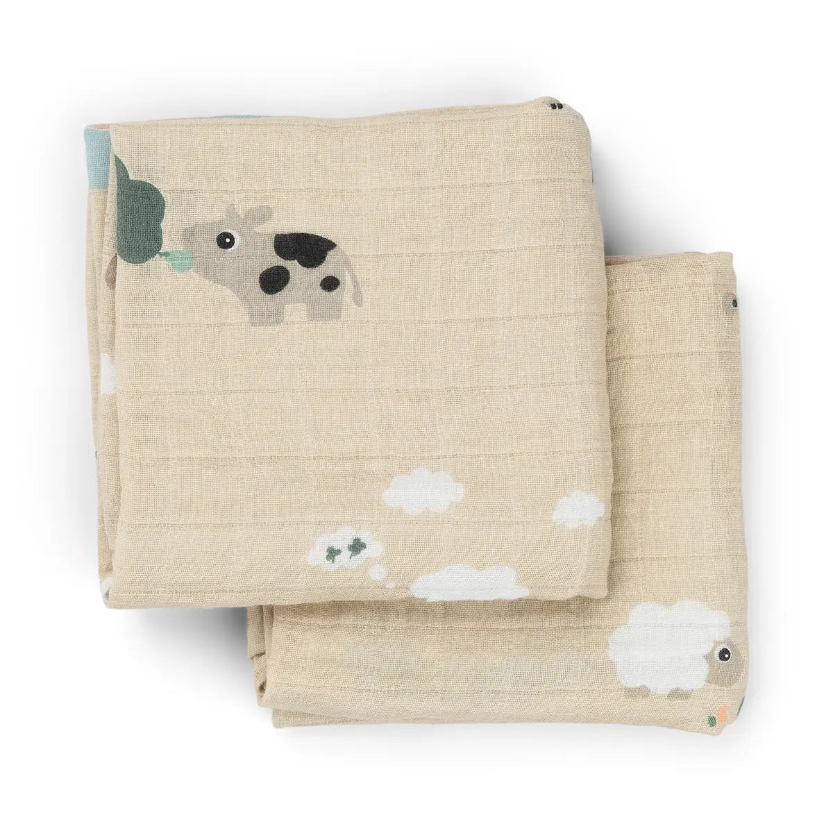 Burp cloth 2-pack - Tiny farm - Sand