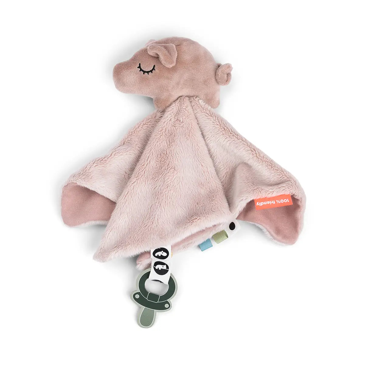 Doudou plat attache-sucette - Pigee - Rose