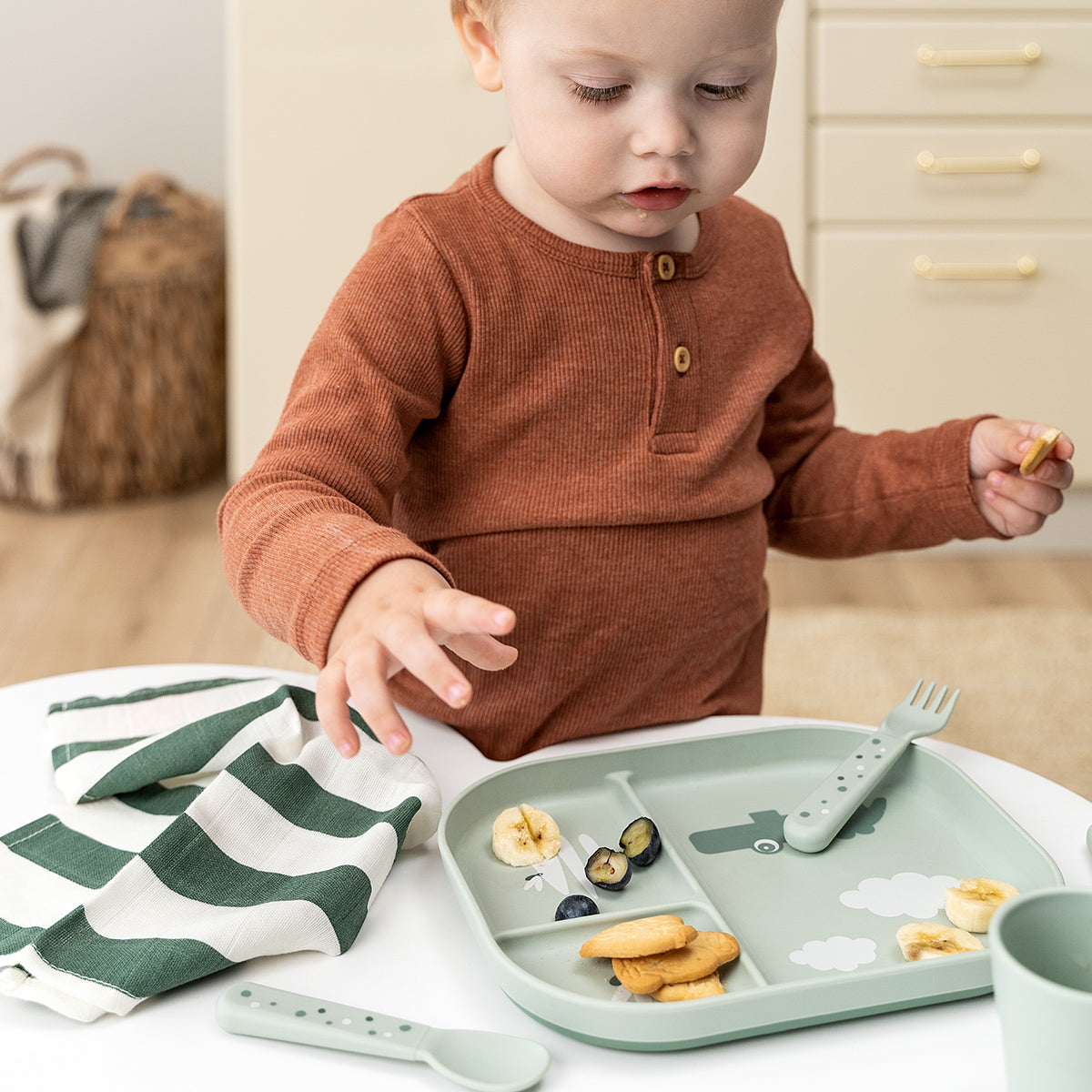 Foodie compartment plate - Croco - Green