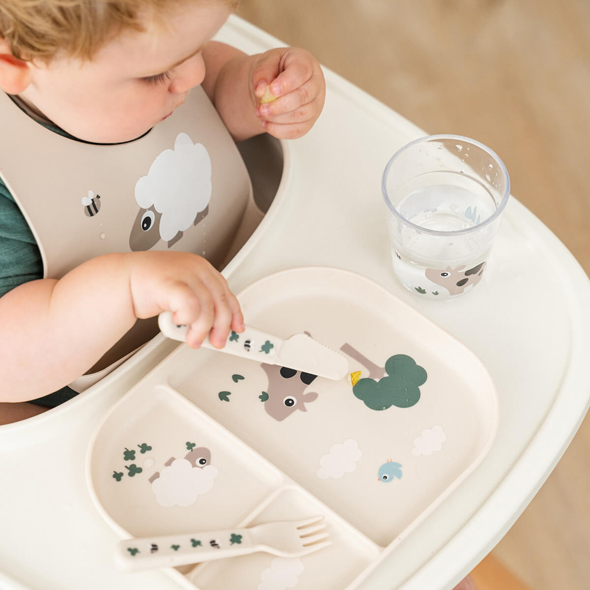 Foodie compartment plate - Tiny farm - Sand