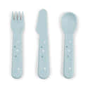 Ensemble De Couverts Pour Bébé Happy Dots Bleu - Fourchette Et Cuillère à Bords Arrondis - Sans BPA - 5