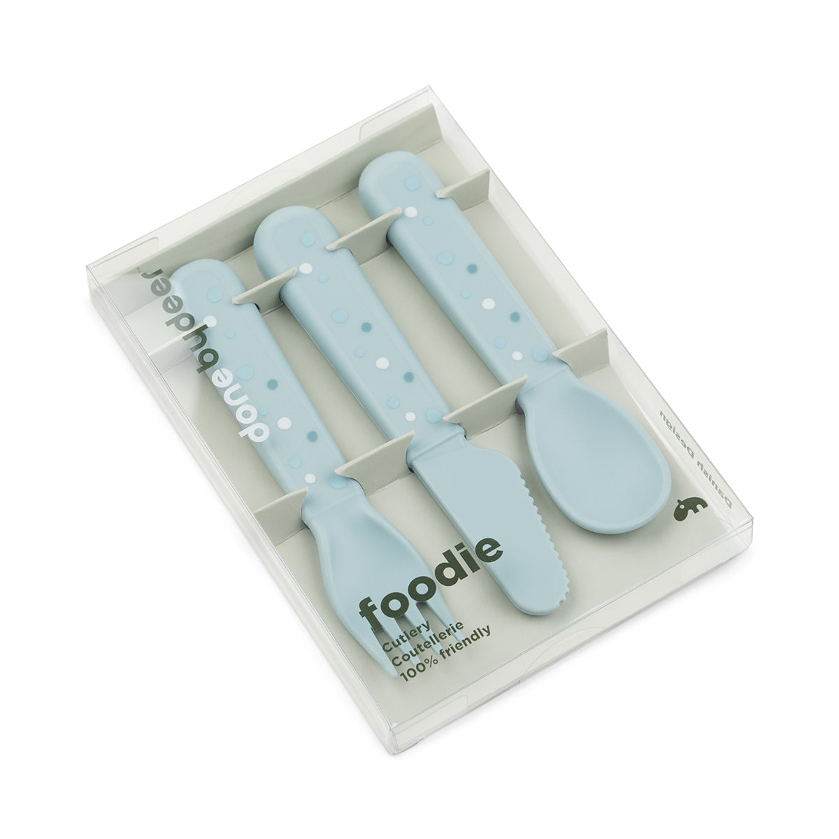 Foodie cutlery set - Happy dots - Blue