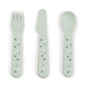 Foodie cutlery set - Happy dots - Green