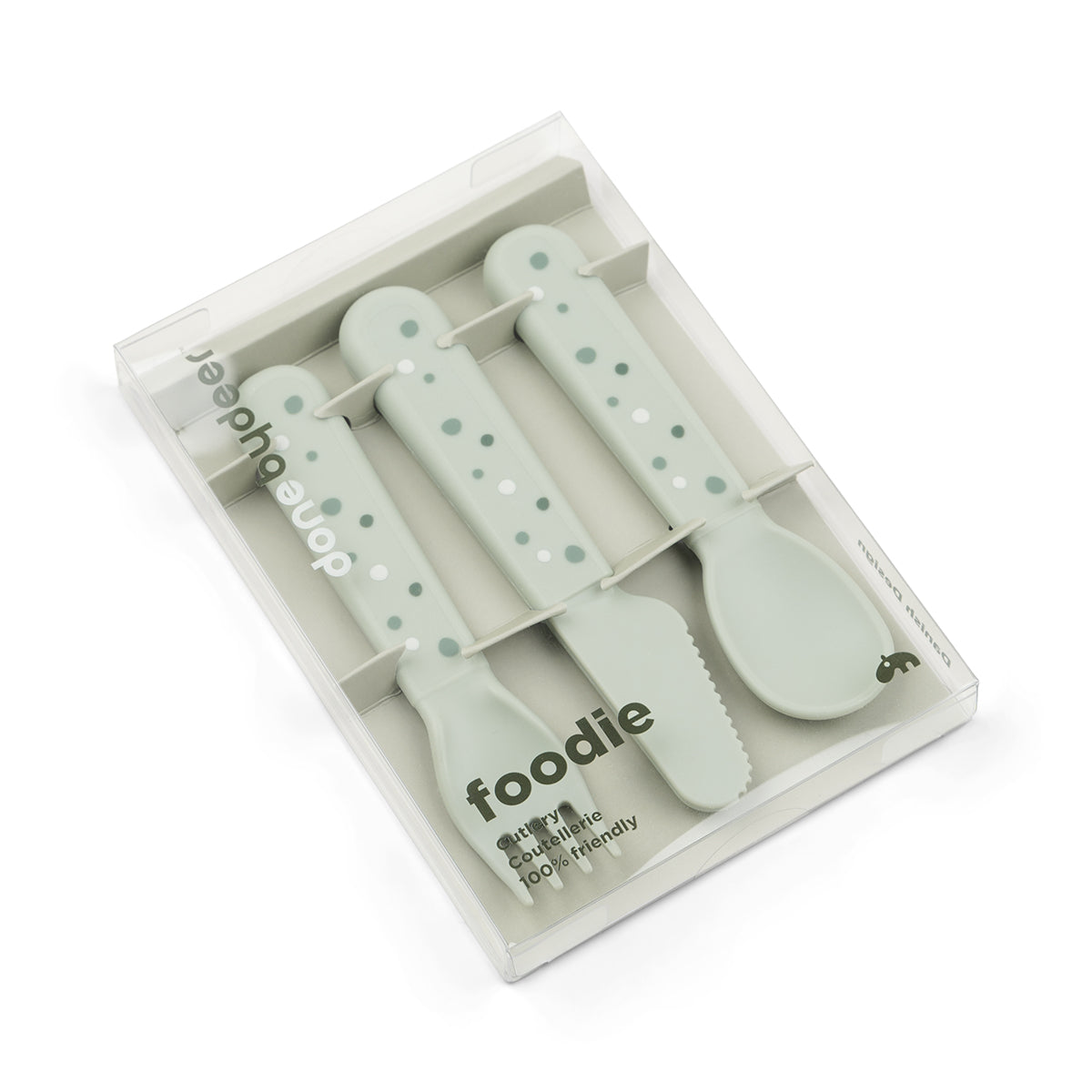 Foodie cutlery set - Happy dots - Green