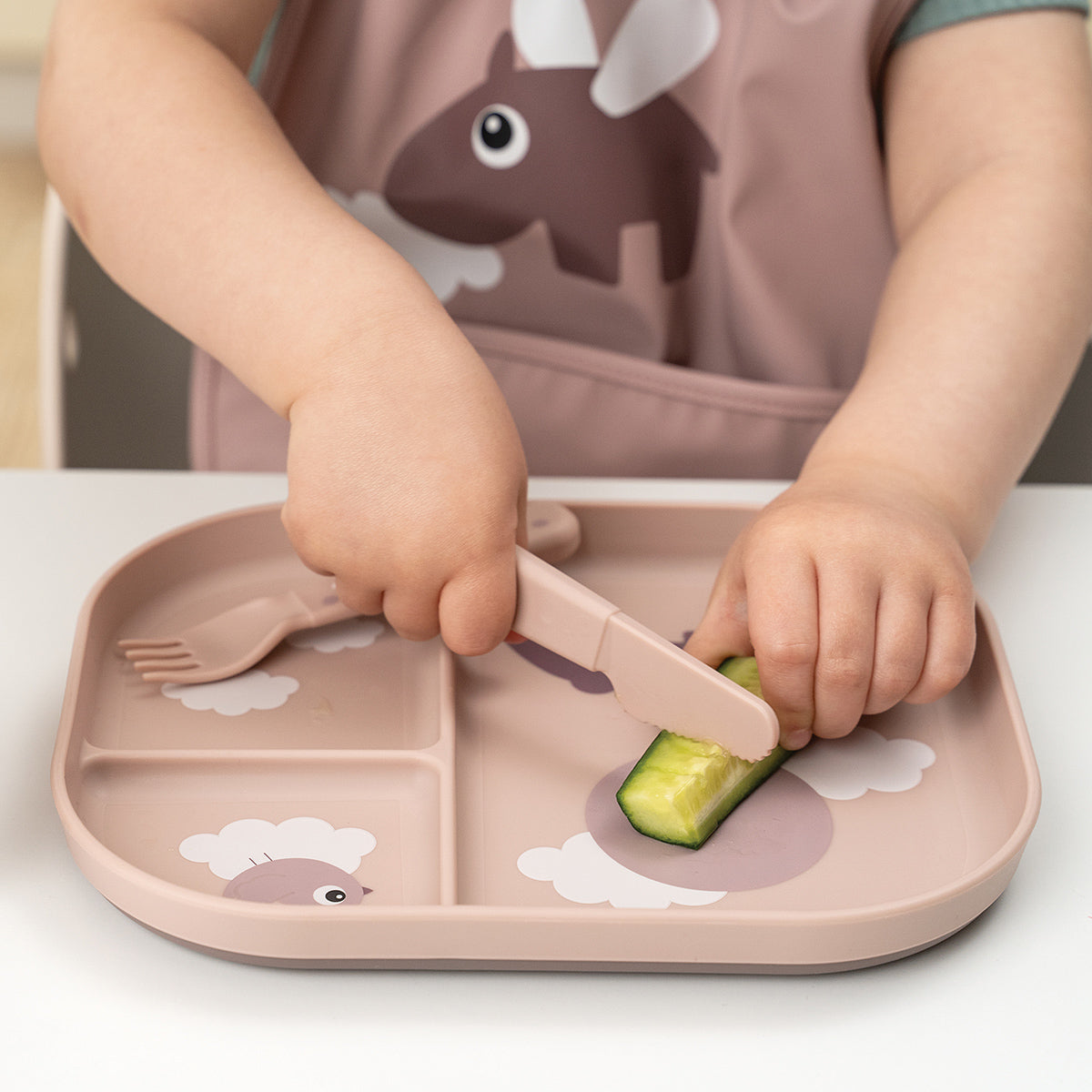 Ensemble De Couverts Pour Bébé Happy Dots Bleu - Fourchette Et Cuillère à Bords Arrondis - Sans BPA - 9