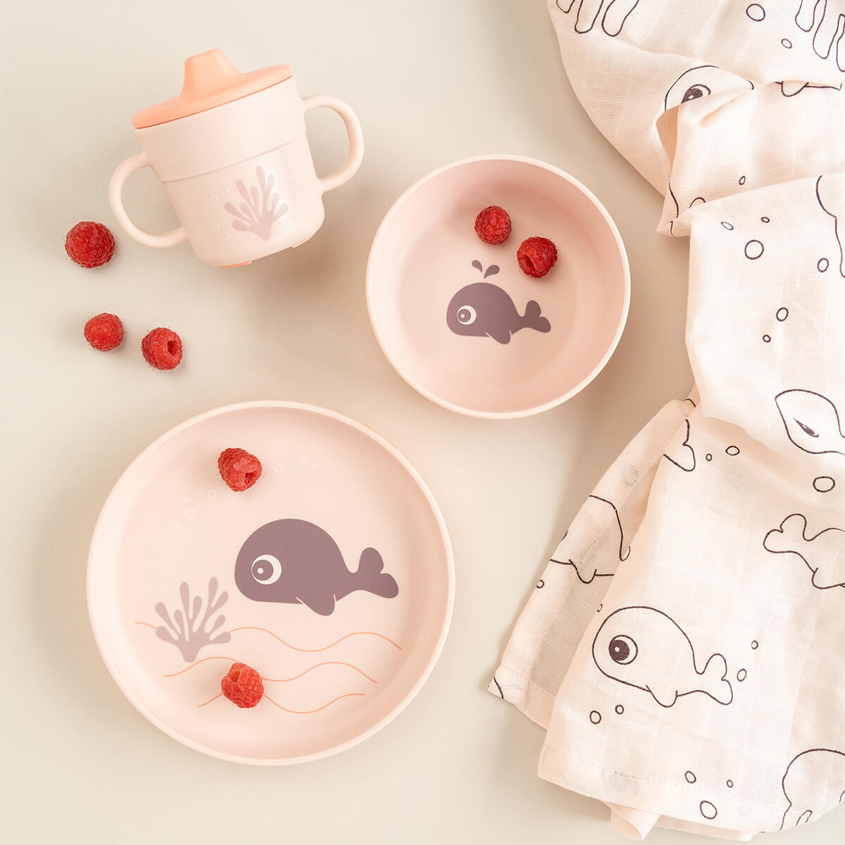Set Repas Bébé Difrax LOVI - Tasse, Bol, Couverts, Rose, Sans BPA, Compatible Micro-ondes Et Lave-vaisselle - 7