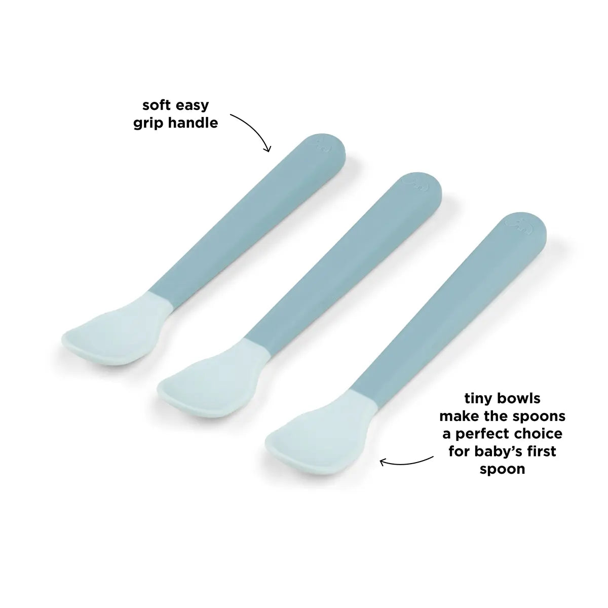 Foodie easy-grip baby spoon 3-pack - Blue
