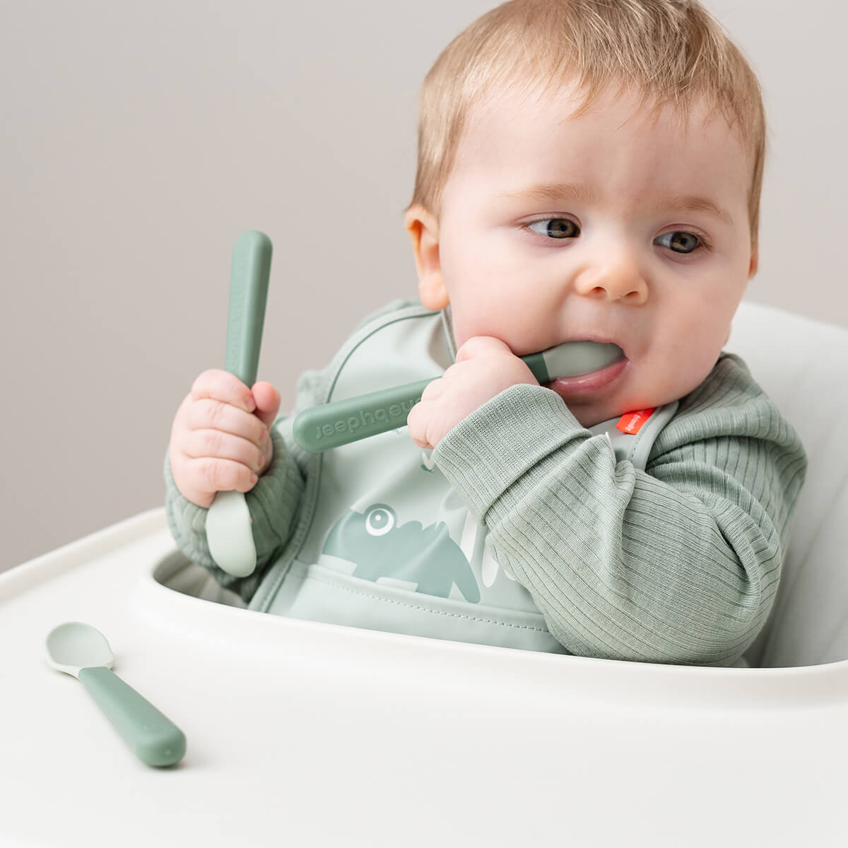 Foodie easy-grip baby spoon 3-pack - Green