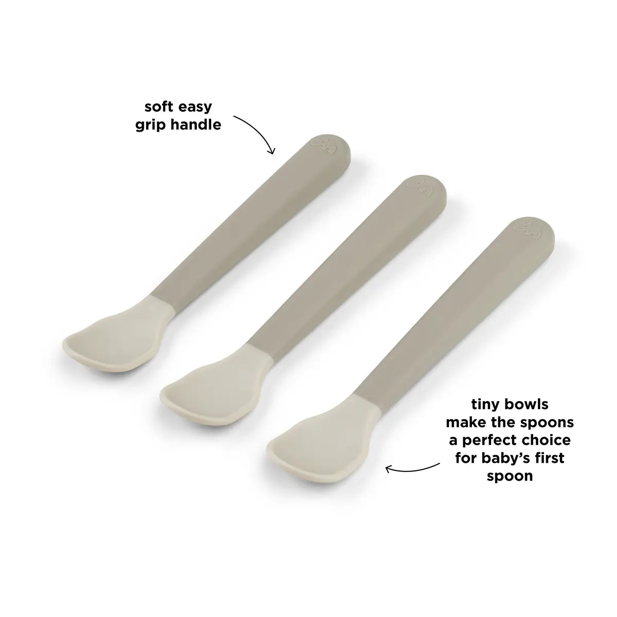 Foodie easy-grip baby spoon 3-pack - Sand