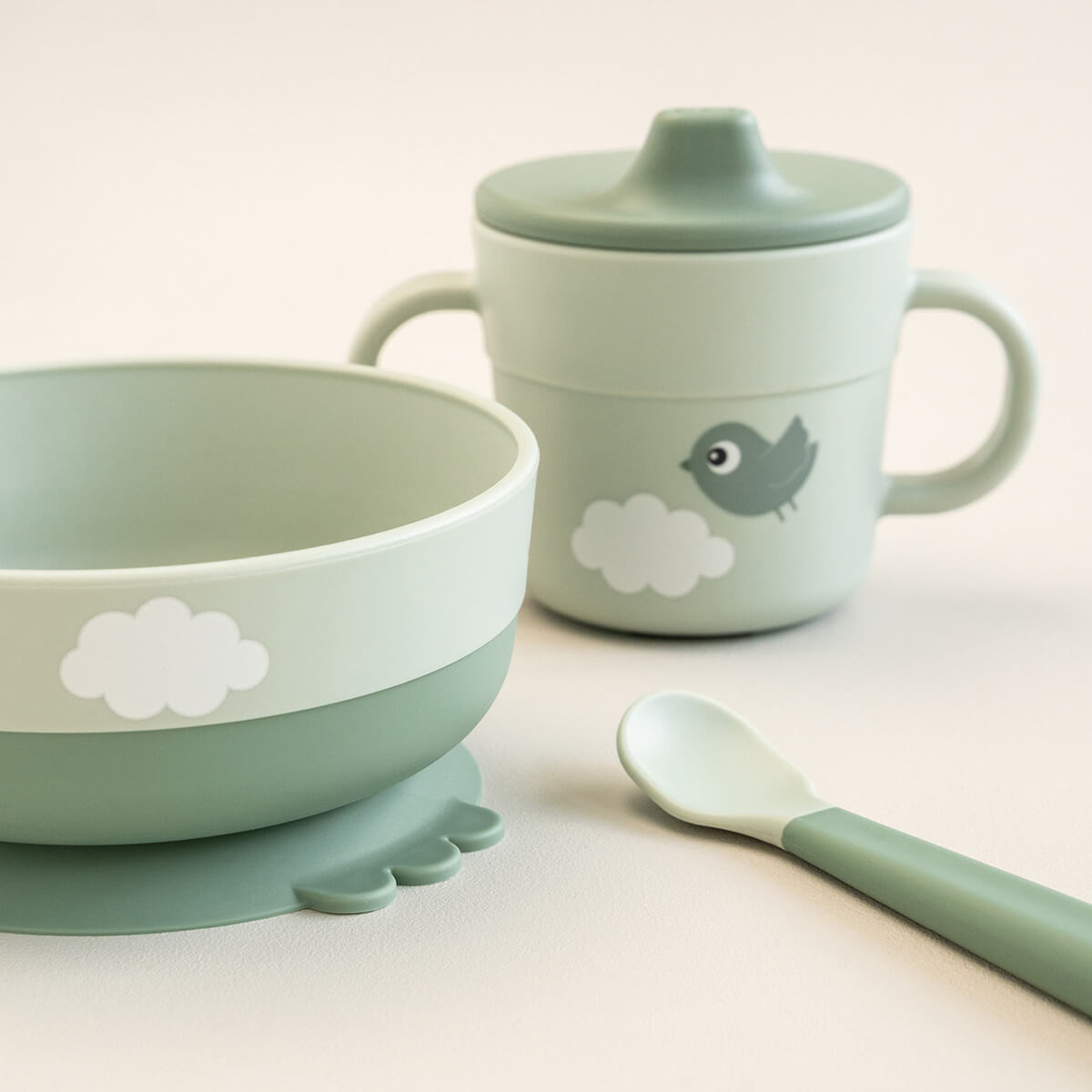 Foodie first meal set - Happy clouds - Green