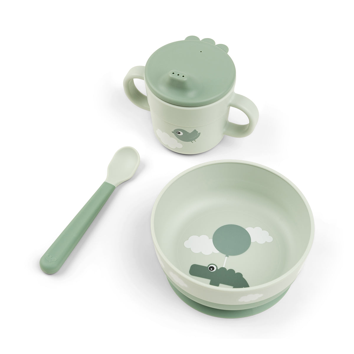 Foodie coffret premier repas ventouse - Happy clouds - Vert