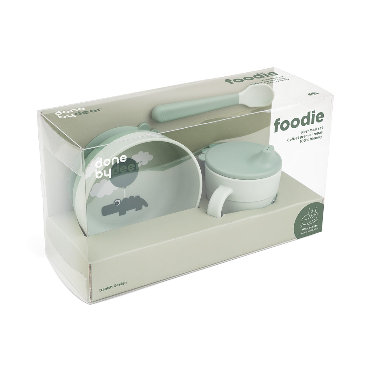 Foodie coffret premier repas ventouse - Happy clouds - Vert