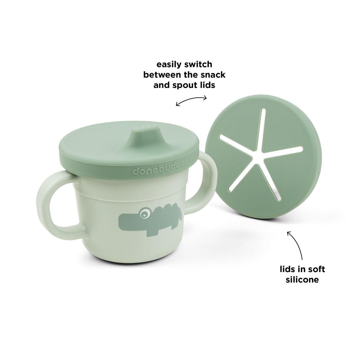 Foodie spout/snack cup - Croco - Green