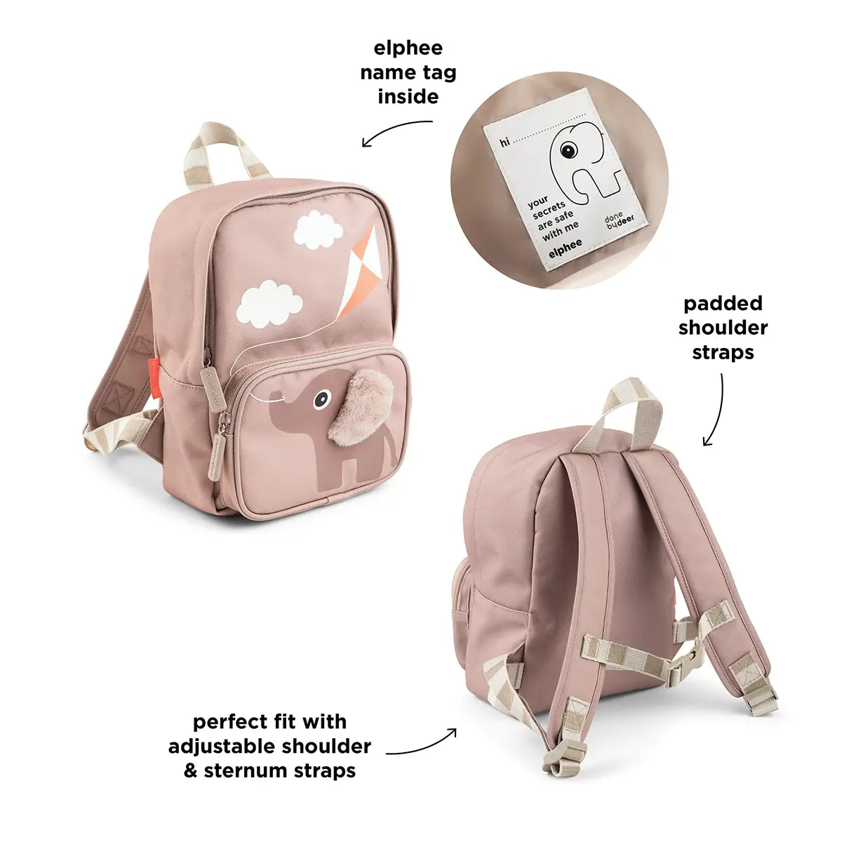 Kit sac à dos en toile pour enfants - Rose