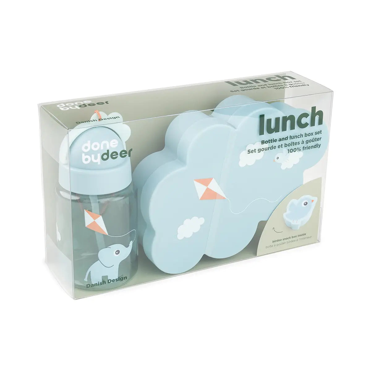 Lunch & snack box w/straw bottle - Playground - Blue