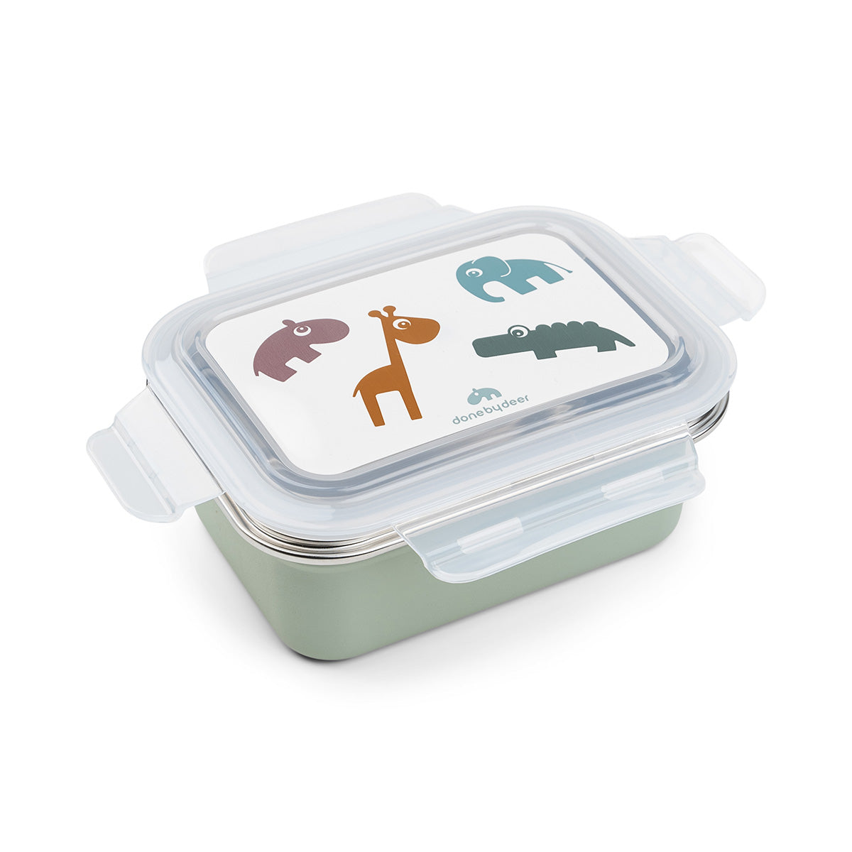 Metal lunch box - Deer friends - Green