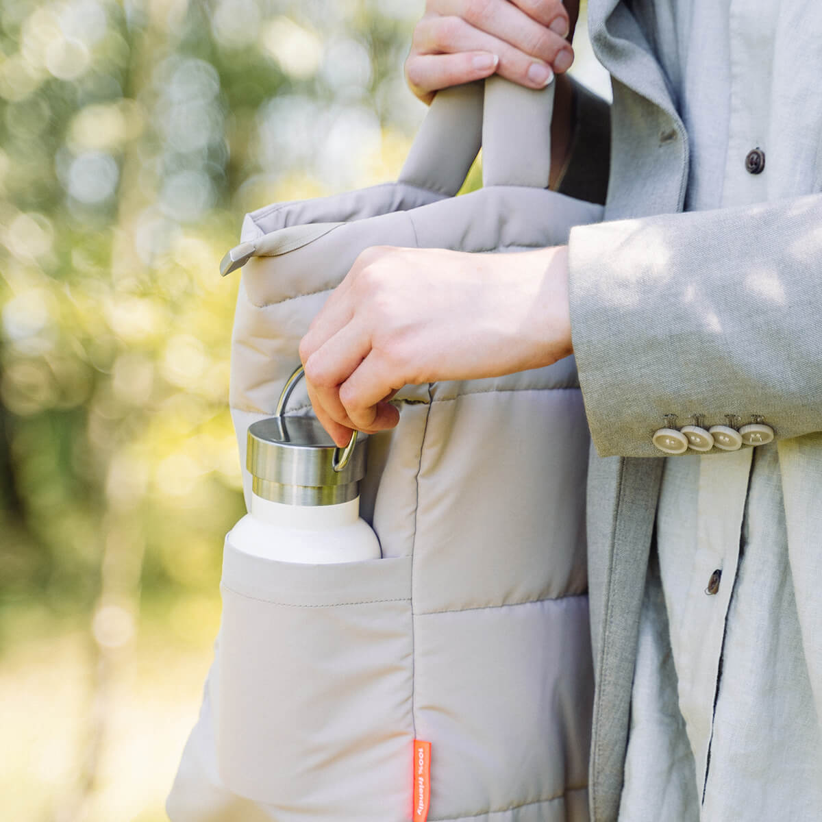 Quiltet pusle tote bag - Sand