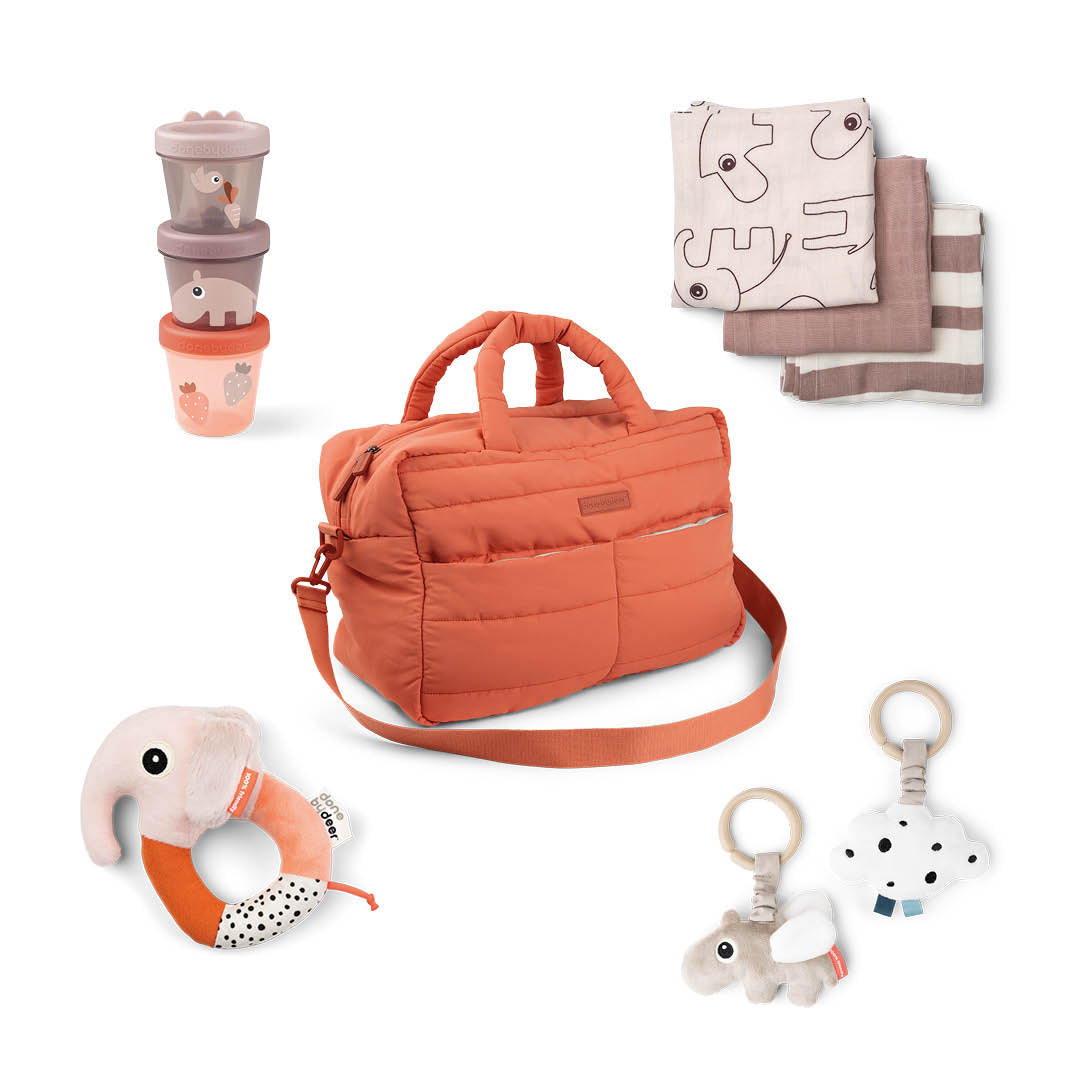 Gesteppte Wickeltasche Bundle - Papaya