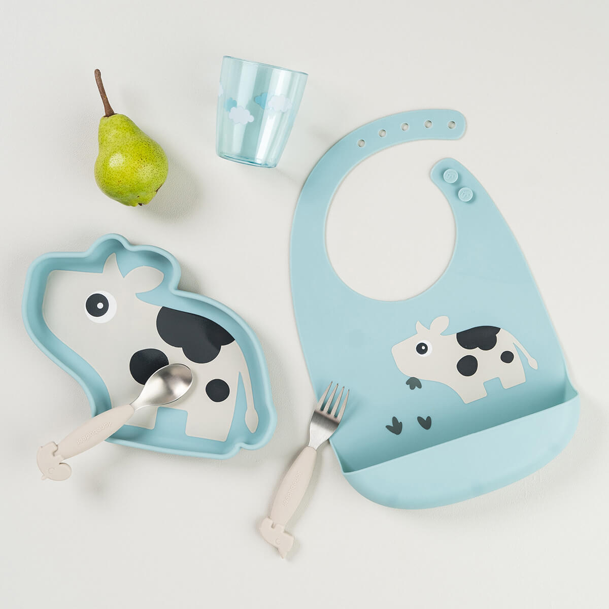 Assiette silicone avec ventouse - Dotti - Bleu