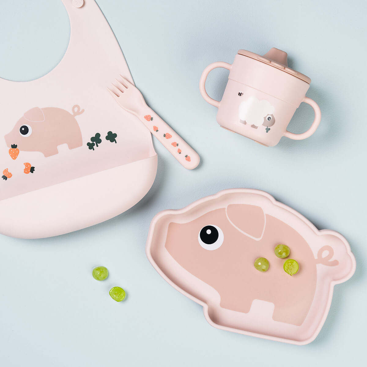 Assiette silicone avec ventouse - Pigee - Rose