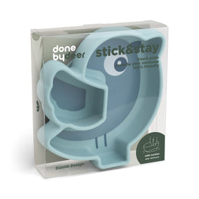 Silicone Stick&Stay snack plate - Birdee - Blue