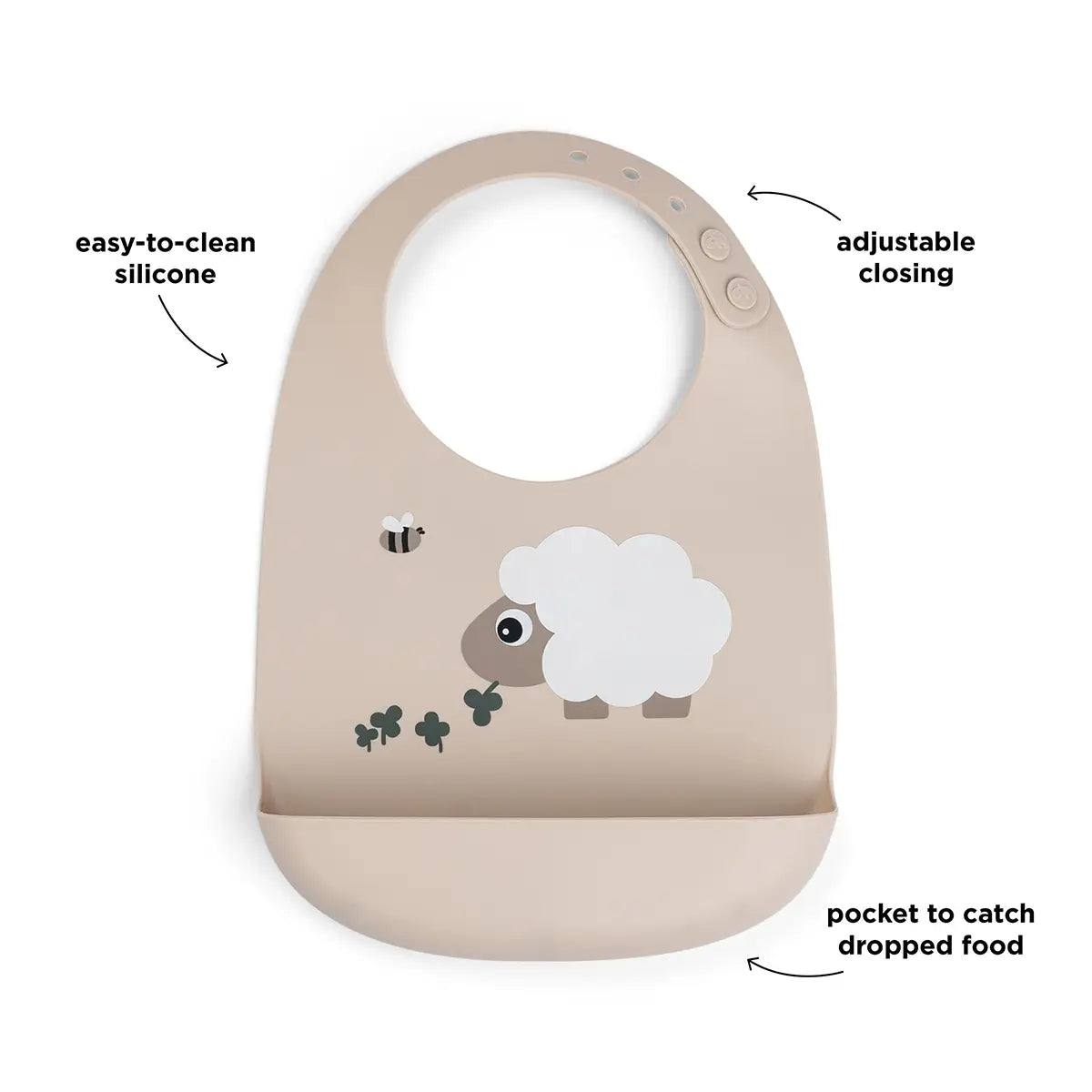 Silicone bib - Sheepy - Sand