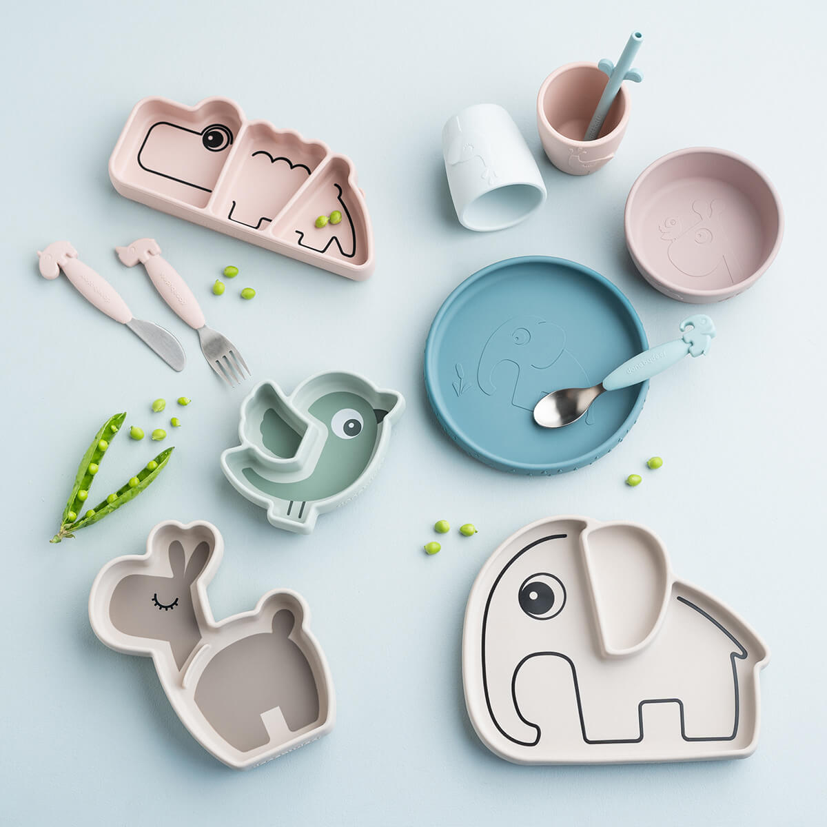 Stick & Stay dinner set - Deer friends - Blue