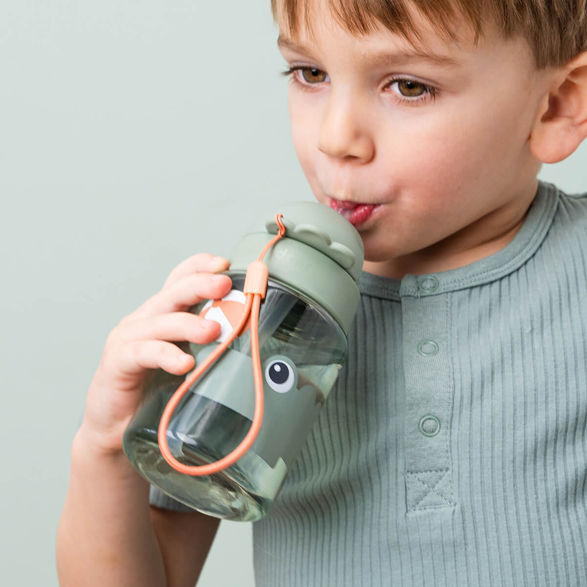 Trinkflasche mit Strohhalm - Playground - Grün