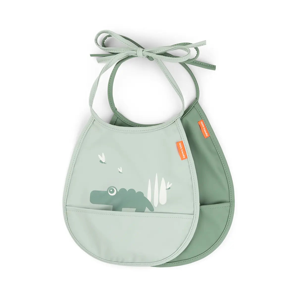 Tiny pocket bib 2-pack - Croco - Green