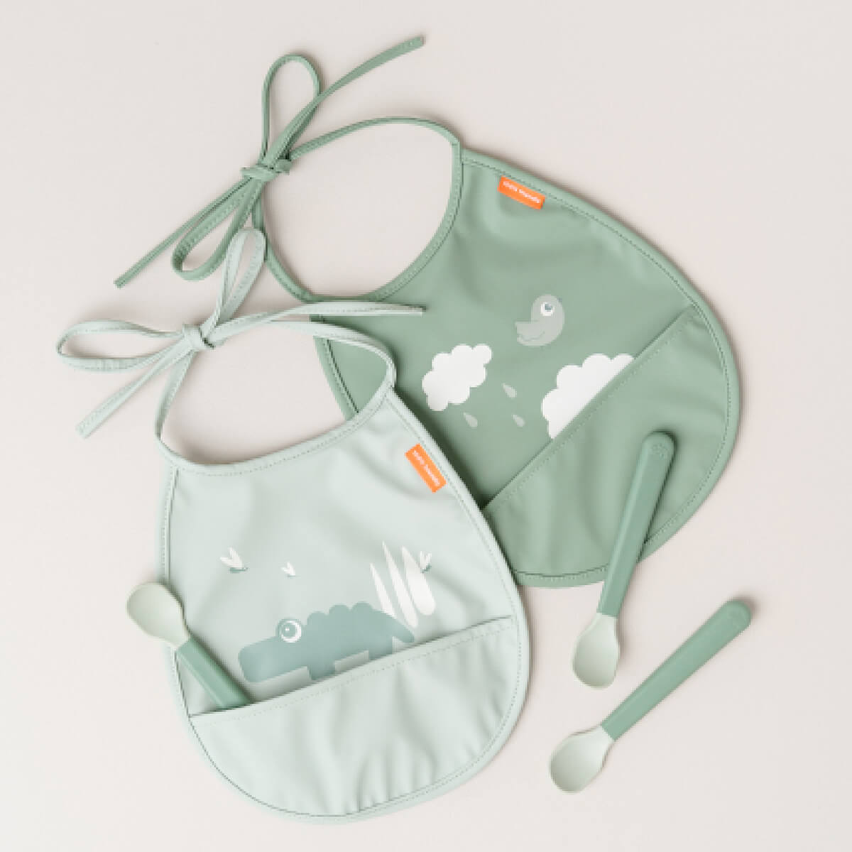 Tiny pocket bib 2 pack Croco Green Shop at Done by Deer official webshop