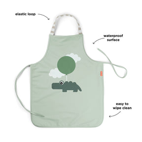 Waterproof kids apron - Happy clouds - Green