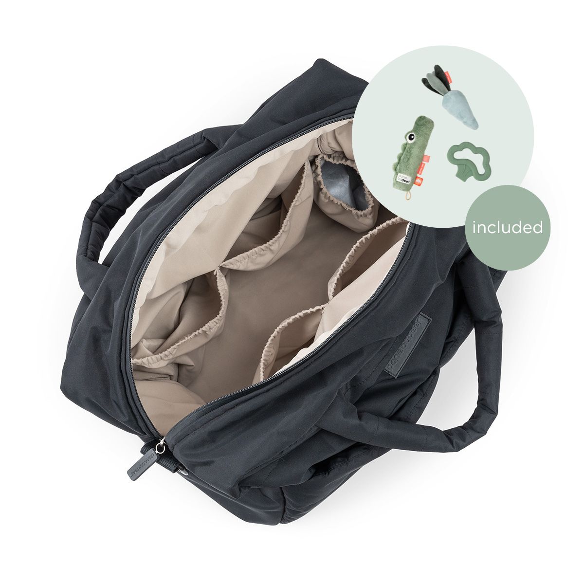 Gesteppte Wickeltasche - Schwarz