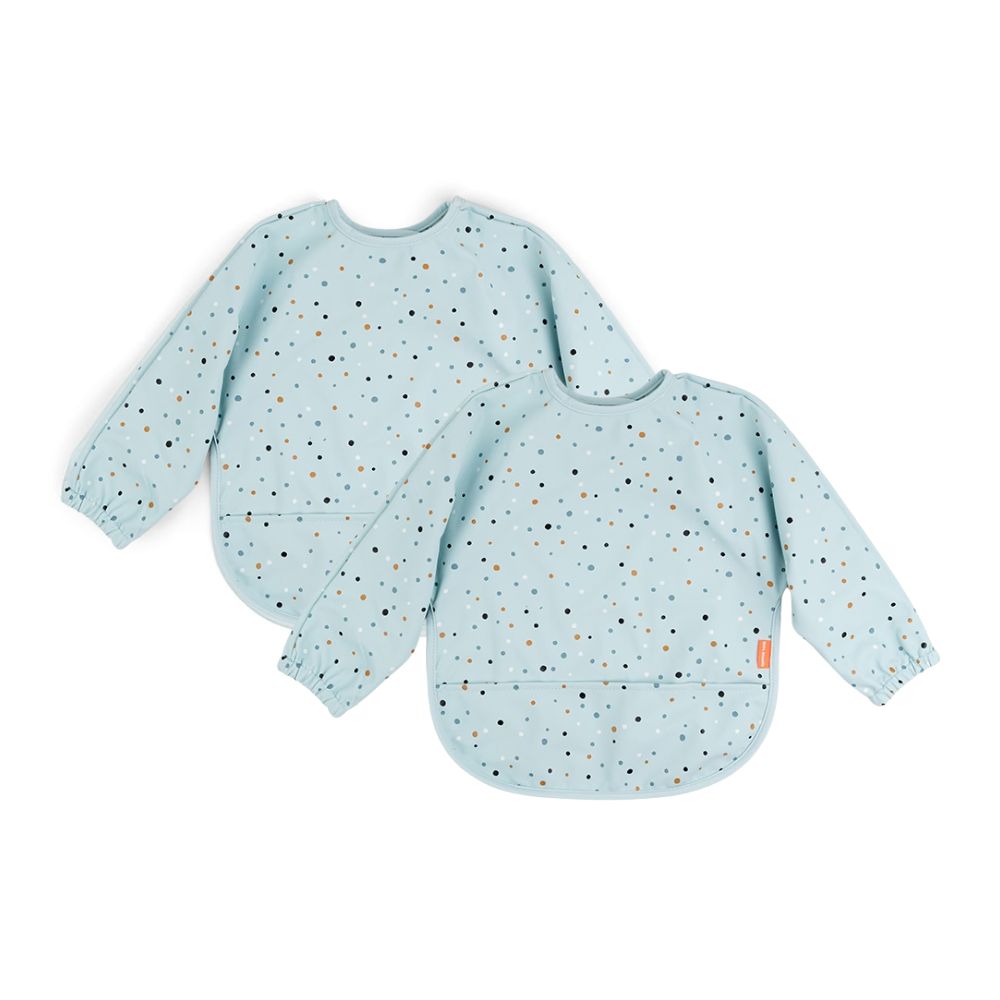 Ärmeltaschen-Lätzchen - Happy dots - Blau