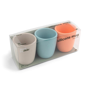 Silicone mini mug 3-pack - Coral/Sand/Blue