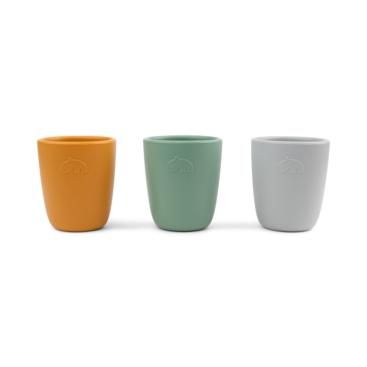 Silicone mini mug 3-pack - Green/Mustard/Sand