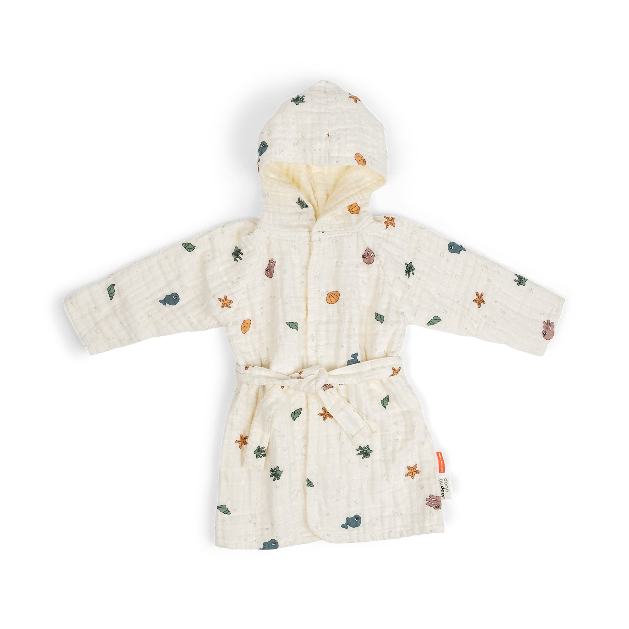 Bathrobe 1-2 years - Sea friends - Beige - Front