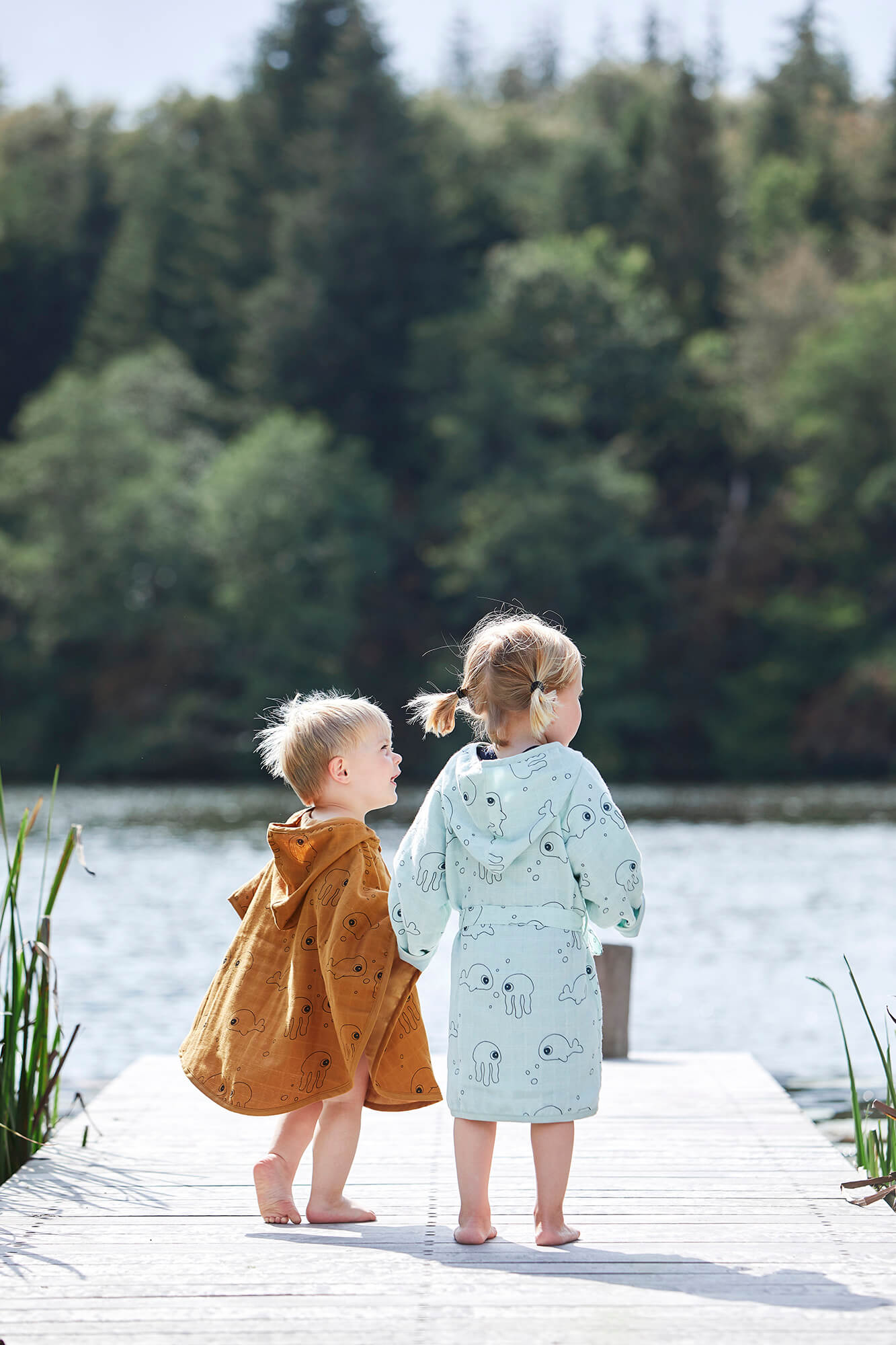 Bathrobe 3-4 years - Sea friends - Mustard