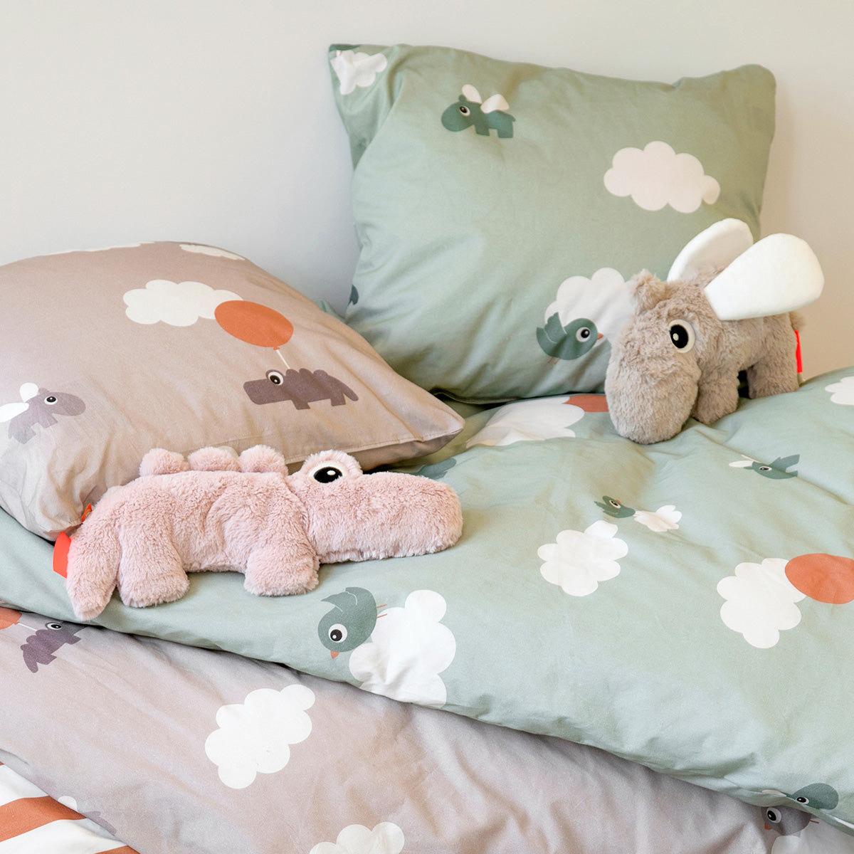 Bedlinen baby - Happy clouds - Green