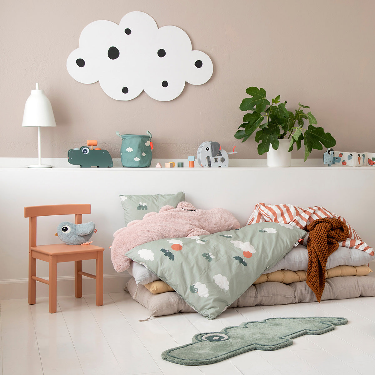 Bedlinen baby - Happy clouds - Green