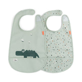 Bib with velcro 2-pack - Croco - Green - Front