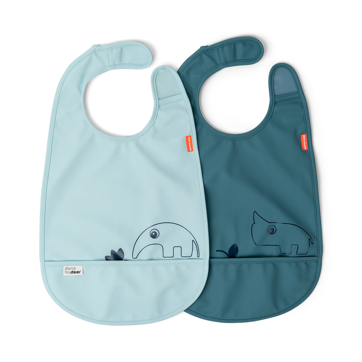 Bib with velcro 2-pack - Deer friends - Blue - Front