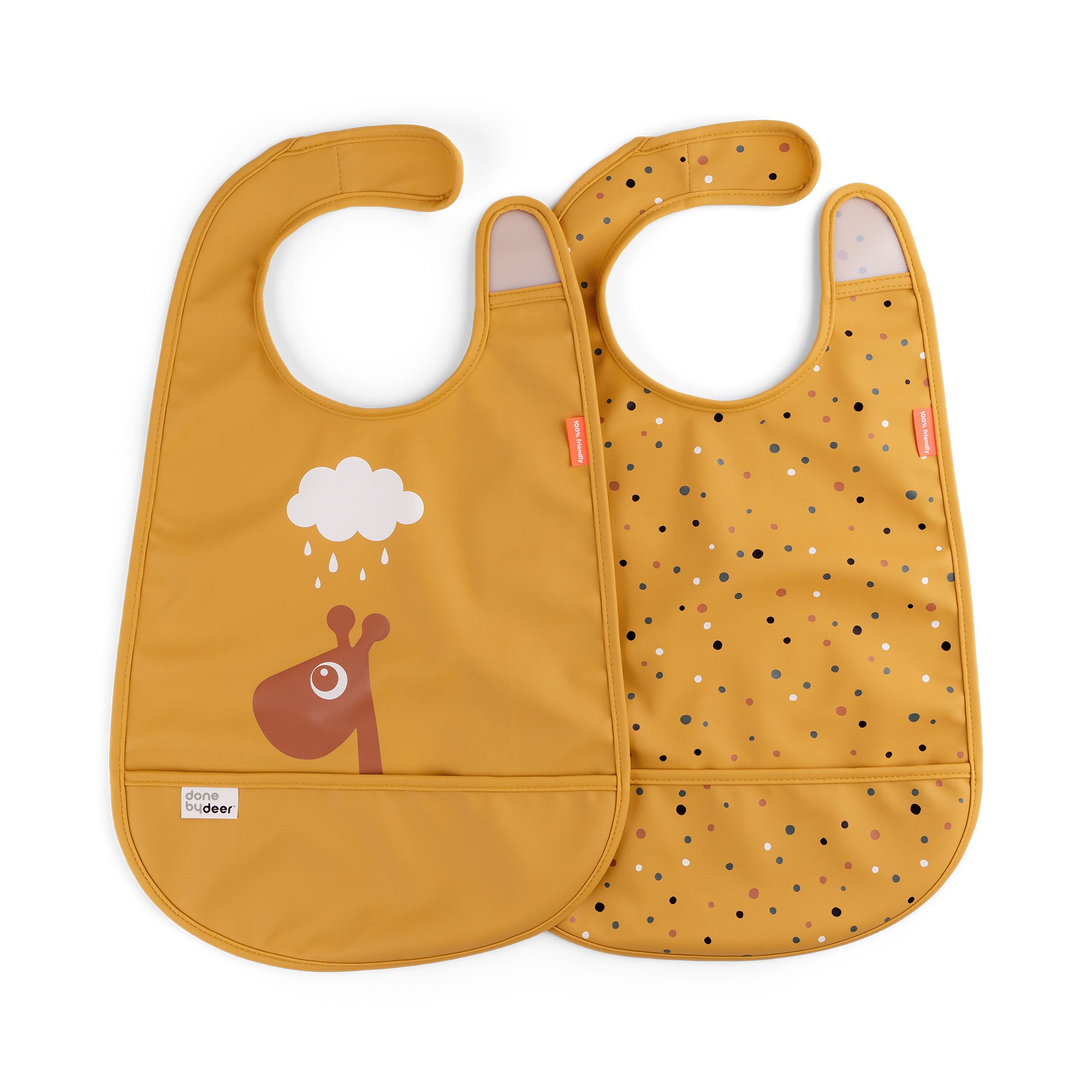 Bib with velcro 2-pack - Raffi - Mustard - Front