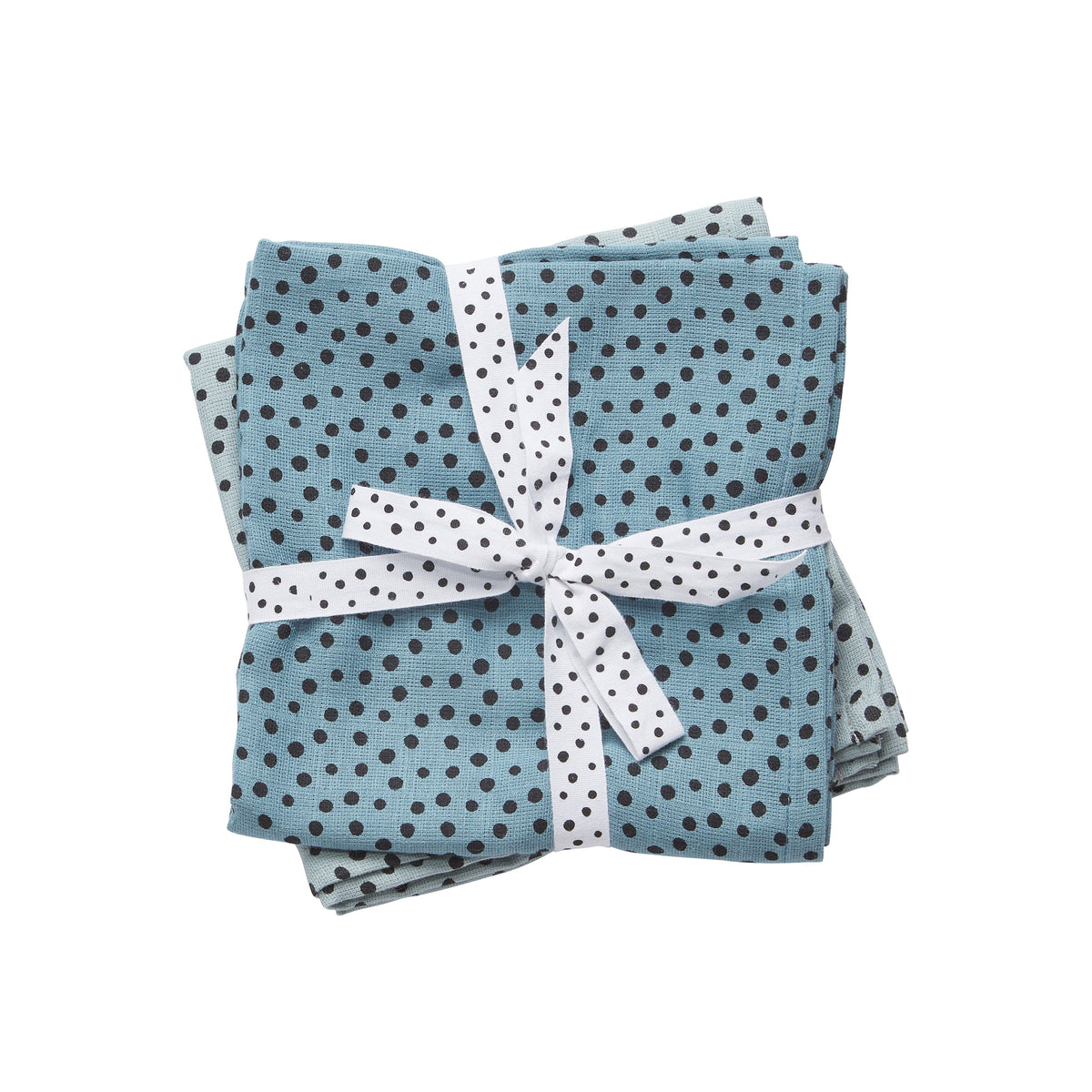 Burp cloth 2-pack - Happy dots - Blue - Front